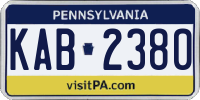 PA license plate KAB2380
