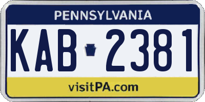 PA license plate KAB2381