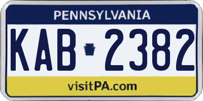 PA license plate KAB2382