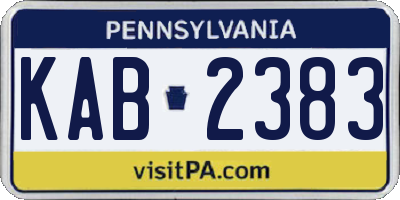 PA license plate KAB2383
