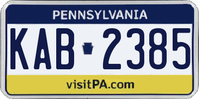 PA license plate KAB2385