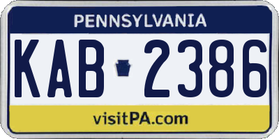 PA license plate KAB2386