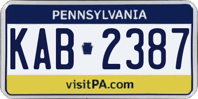 PA license plate KAB2387