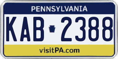 PA license plate KAB2388