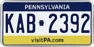 PA license plate KAB2392