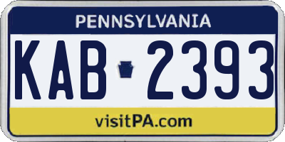 PA license plate KAB2393