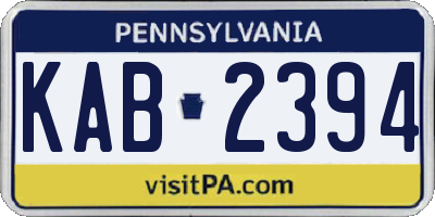 PA license plate KAB2394