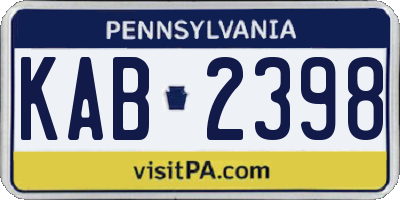 PA license plate KAB2398