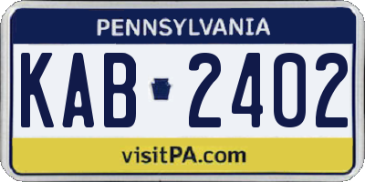 PA license plate KAB2402