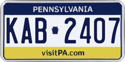PA license plate KAB2407