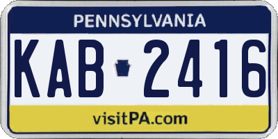 PA license plate KAB2416