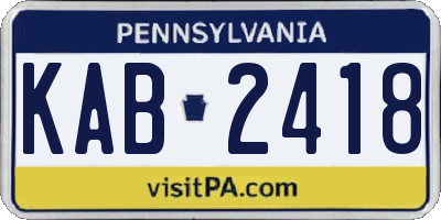 PA license plate KAB2418