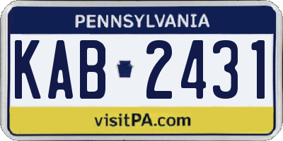 PA license plate KAB2431