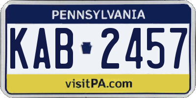 PA license plate KAB2457