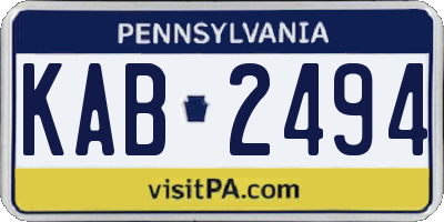 PA license plate KAB2494