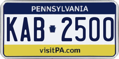 PA license plate KAB2500
