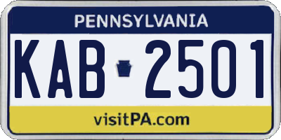 PA license plate KAB2501