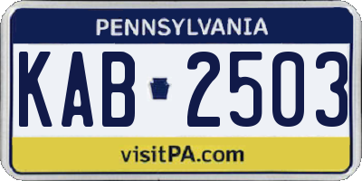 PA license plate KAB2503