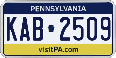 PA license plate KAB2509
