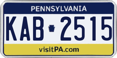 PA license plate KAB2515