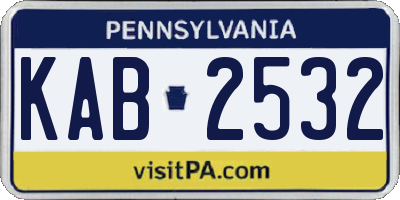 PA license plate KAB2532