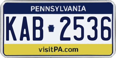 PA license plate KAB2536