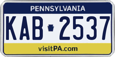 PA license plate KAB2537