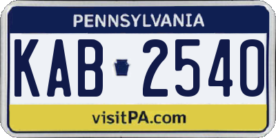 PA license plate KAB2540