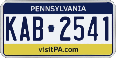 PA license plate KAB2541