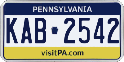 PA license plate KAB2542