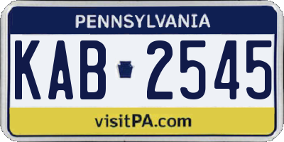 PA license plate KAB2545