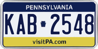 PA license plate KAB2548