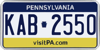 PA license plate KAB2550