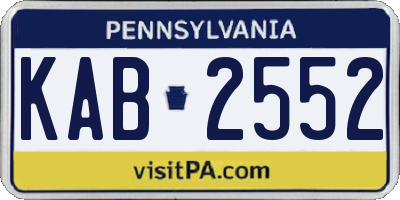 PA license plate KAB2552
