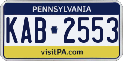 PA license plate KAB2553