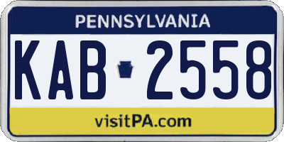PA license plate KAB2558