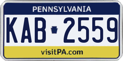 PA license plate KAB2559