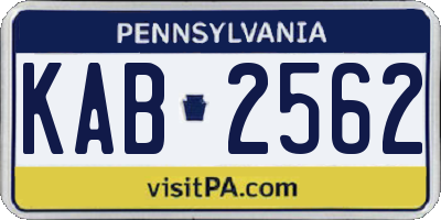 PA license plate KAB2562