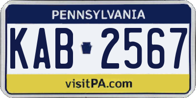 PA license plate KAB2567
