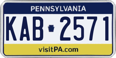 PA license plate KAB2571