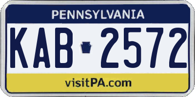 PA license plate KAB2572