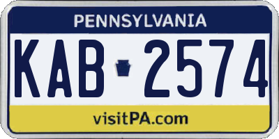 PA license plate KAB2574