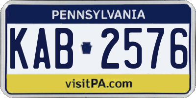 PA license plate KAB2576