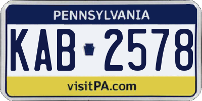 PA license plate KAB2578