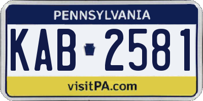 PA license plate KAB2581
