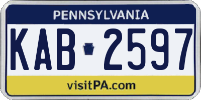 PA license plate KAB2597