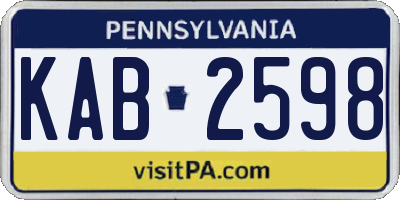 PA license plate KAB2598