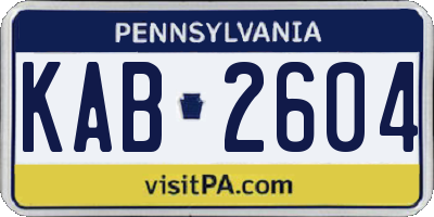 PA license plate KAB2604