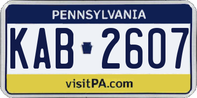 PA license plate KAB2607