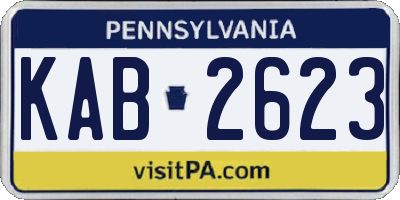 PA license plate KAB2623